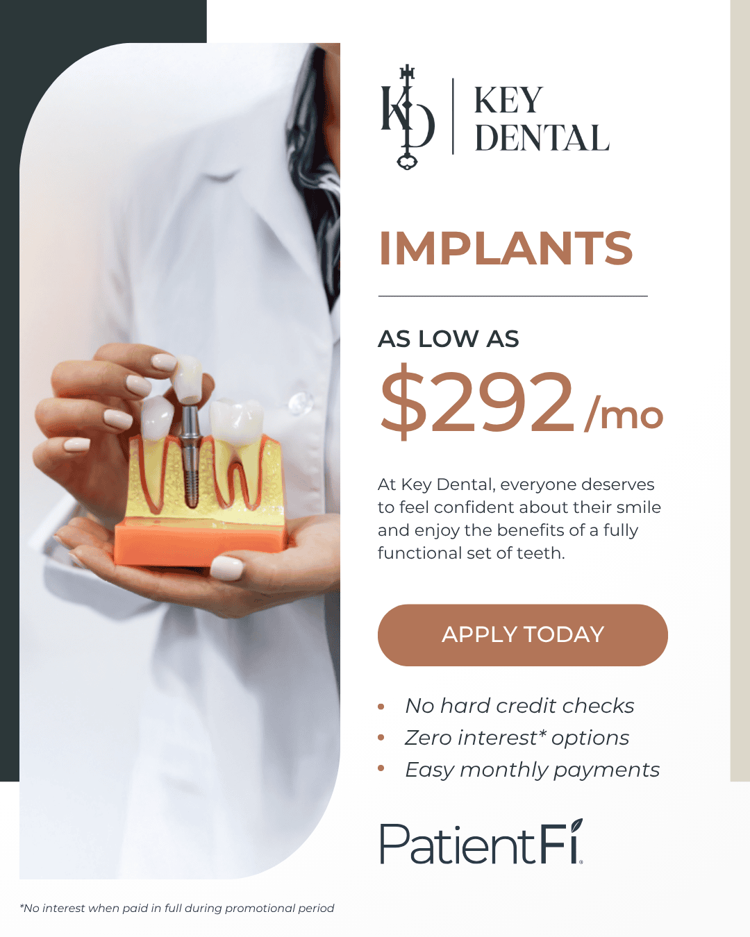 Social media post promoting friendly monthly payment plans